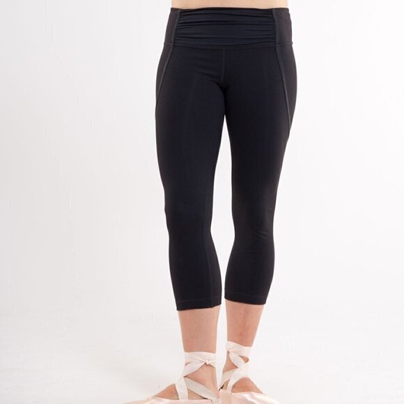 Lululemon Rehearsal Crop Black Leggings Size 4 - Picture 3 of 13